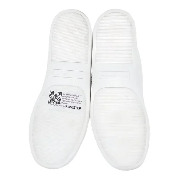 Karl Lagerfeld Cate Fleur Lace-Up Sneakers White Dusty Nude US 6.5M EU 37 - Picture 6 of 6